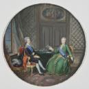 King Gustavus III and Catherine II of Russia in Fredrikshamn 1783

Gouache på pergament. Rund
Dimensions: (diam) 26 cm
Frame: (h x b x dj) 44 x 38 x 5 cm

NMB 11